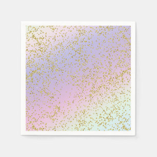 Serviette En Papier Fête d'anniversaire fantaisie paillettes or pastel