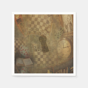 Serviette En Papier Fête d'anniversaire Fantasy Vintage Alice au pays 