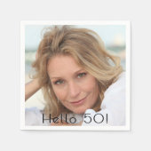 Serviette En Papier Fête d'anniversaire femme photo bonjour 50 (Devant)