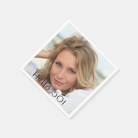 Serviette En Papier Fête d'anniversaire femme photo bonjour 50 (Coin)