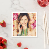 Serviette En Papier Fête d'anniversaire femme photo bonjour 50 (En situation)