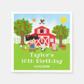 Serviette En Papier Fête d'anniversaire Fille aux cheveux noirs Grange (Devant)