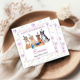 Serviette En Papier Fête d'anniversaire filles chiots chien