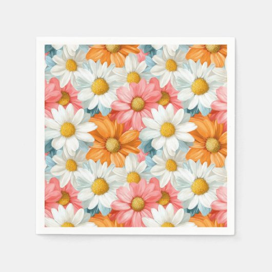 Serviette En Papier Fête d'anniversaire fleur de printemps de margueri (Devant)