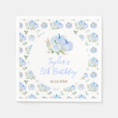Serviette En Papier Fête d'anniversaire Floral Citrouille Bleu (Devant)