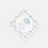 Serviette En Papier Fête d'anniversaire Floral Citrouille Bleu (Coin)