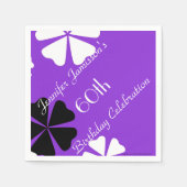 Serviette En Papier Fête d'Anniversaire Floral Violet Simple Minimalis (Devant)