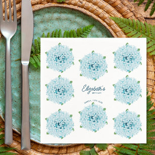 Serviette En Papier Fête d'anniversaire florale aux hortensias bleus é