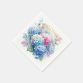 Serviette En Papier Fête d'anniversaire florale bleue Hydrangea (Coin)