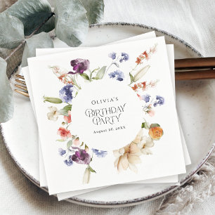 Serviette En Papier Fête d'anniversaire florale de luxe élégante pour