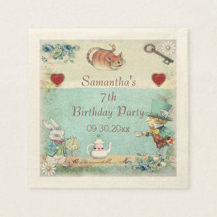 Serviette En Papier Fête d'anniversaire folle de thé de chapelier