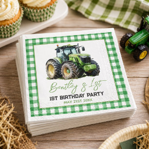 Serviette En Papier Fête d'anniversaire Fun Farm tracteur 1 an