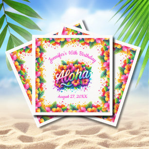 Serviette En Papier Fête d'anniversaire Fun Tropical Aloha Luau