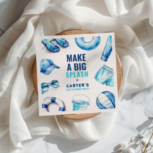 Serviette En Papier Fête d'anniversaire garçon d'été piscine bleu cool