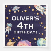 Serviette En Papier Fête d'anniversaire garçon fusée spatiale moderne (Devant)