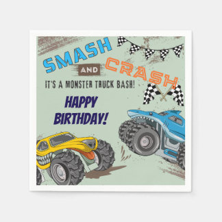 Serviette En Papier Fête d'anniversaire garçon Monster Trucks