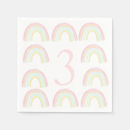 Serviette En Papier Fête d'anniversaire Girl Pastel Rainbow (Devant)