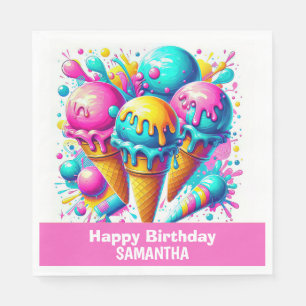 Serviette En Papier Fête d'anniversaire girly de glace