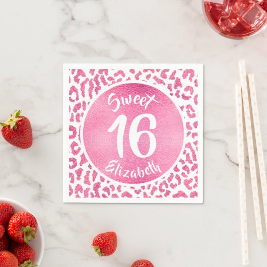 Serviette En Papier Fête d'anniversaire Girly Leopard (En situation)