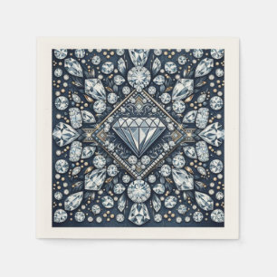 Serviette En Papier Fête d'anniversaire Glam Bling Denim & Diamonds