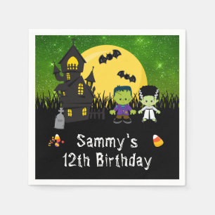 Serviette En Papier Fête d'anniversaire Halloween Monstres Verts