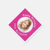 Serviette En Papier fête d'anniversaire hot rose photo fille (Coin)
