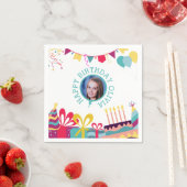Serviette En Papier Fête d'anniversaire joyeux texte photo personnalis (En situation)