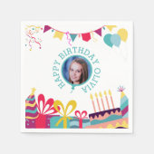 Serviette En Papier Fête d'anniversaire joyeux texte photo personnalis (Devant)