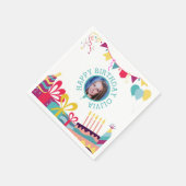 Serviette En Papier Fête d'anniversaire joyeux texte photo personnalis (Coin)