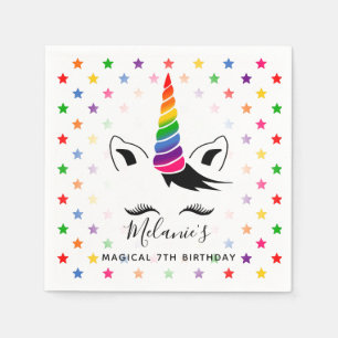 Serviette En Papier Fête d'anniversaire licorne arc-en-ciel glamour