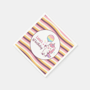 Serviette En Papier Fête d'anniversaire Licorne Magique & Fille au arc