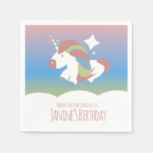 Serviette En Papier Fête d'anniversaire licorne Nuages Dégradé Coloré