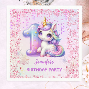 Serviette En Papier Fête d'anniversaire magique licorne pour filles 1