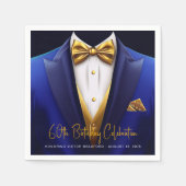 Serviette En Papier Fête d'anniversaire Mens Royal Blue Gold Tuxedo (Devant)