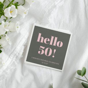Serviette En Papier Fête d'anniversaire moderne 50 ans Bold Rose Olive