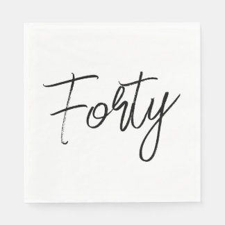 Serviette En Papier Fête d'anniversaire moderne blanche et noire