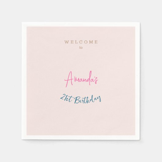 Serviette En Papier Fête d'anniversaire moderne minimaliste mignonne (Devant)