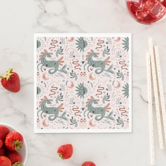 Serviette En Papier Fête d'anniversaire moderne motif rose tendance (En situation)