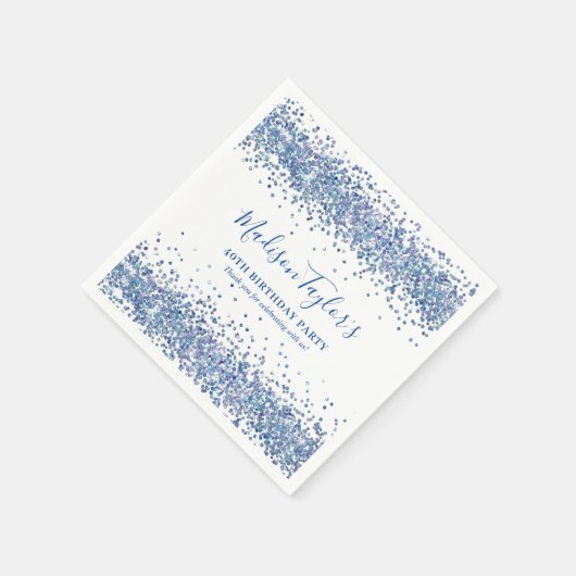 Serviette En Papier Fête d'anniversaire moderne paillettes bleu marine (Coin)