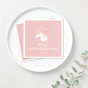 Serviette En Papier Fête d'anniversaire moderne pour enfants Licorne M