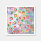 Serviette En Papier Fête d'anniversaire motif aux fraises mignonnes (Devant)