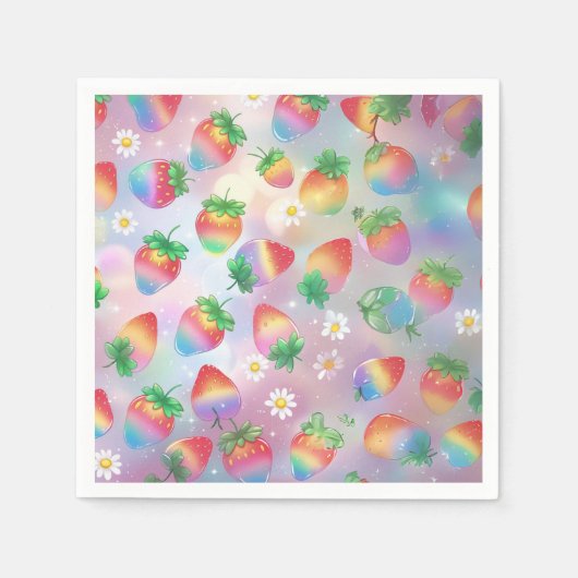 Serviette En Papier Fête d'anniversaire motif aux fraises mignonnes (Devant)