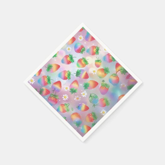 Serviette En Papier Fête d'anniversaire motif aux fraises mignonnes (Coin)