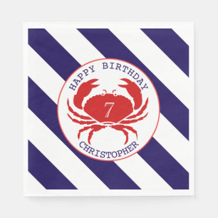 Serviette En Papier Fête d'anniversaire nautique de crabe rouge