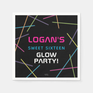 Serviette En Papier Fête d'anniversaire Neon Sweet 16 Glow