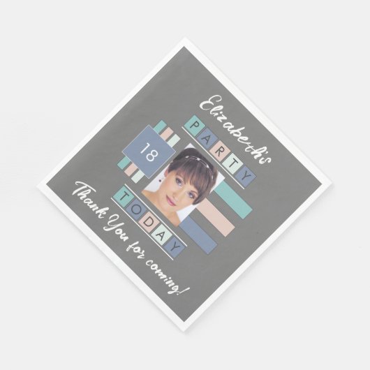 Serviette En Papier fête d'anniversaire n'importe quel âge photo gris  (Coin)