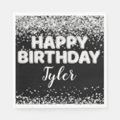 Serviette En Papier Fête d'anniversaire noir et blanc (Devant)