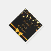 Serviette En Papier fête d'anniversaire noir étoiles d'or moderne mono (Coin)