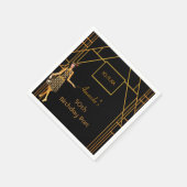 Serviette En Papier fête d'anniversaire noir or 1920's art déco rétro (Coin)