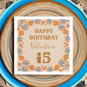 Serviette En Papier Fête d'anniversaire occidentale florale mexicaine